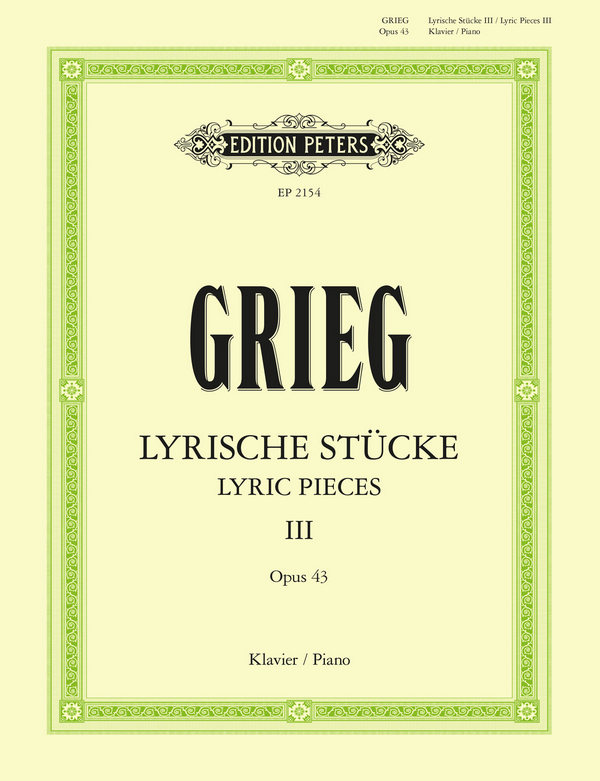 Lyrische Stücke Band 3 op.43&nbsp;&nbsp;für Klavier&nbsp;&nbsp;