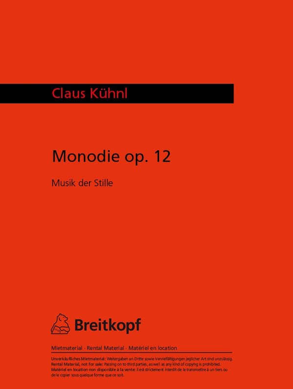 Musik der Stille - Monodie op.12  für Kammerorchester  Partitur