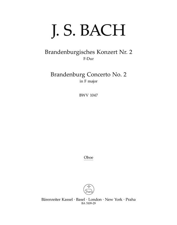 BRANDENBURGISCHES KONZERT NR.2&nbsp;&nbsp;F-DUR BWV 1047&nbsp;&nbsp;OBOE