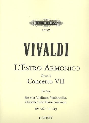 Konzert F-Dur op.3,7 RV567 L'Estro Armonico&nbsp;&nbsp;für 4 Violinen, Violoncello, Streicher und Bc&nbsp;&nbsp;Partitur