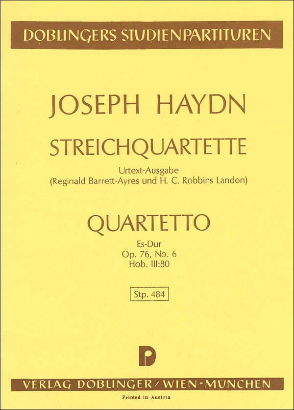 Streichquartett Es-Dur op.76,6 Hob.III:80&nbsp;&nbsp;&nbsp;&nbsp;Studienpartitur