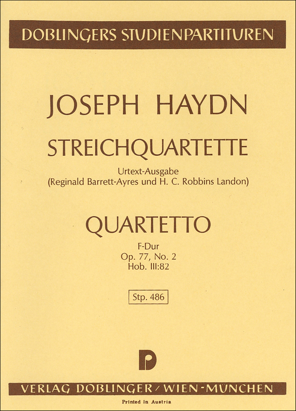 Streichquartett F-Dur op.77,2&nbsp;&nbsp;Hob.IIIi:82   Studienpartitur&nbsp;&nbsp;