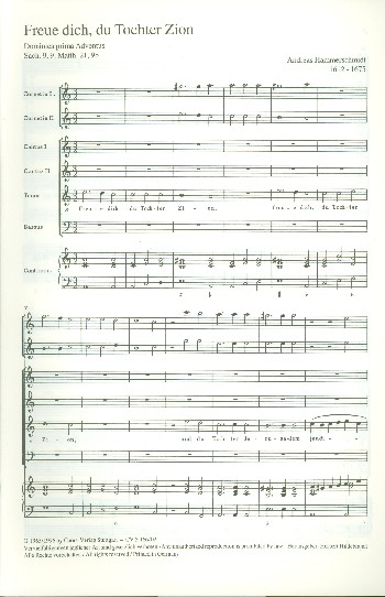 Freue dich du Tochter Zion&nbsp;&nbsp;für gem Chor, 2 Trompeten und Bc&nbsp;&nbsp;Partitur