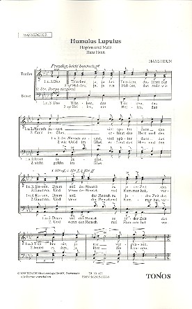 Humulus Lupulus für Männerchor&nbsp;&nbsp;Partitur (dt/la)&nbsp;&nbsp;