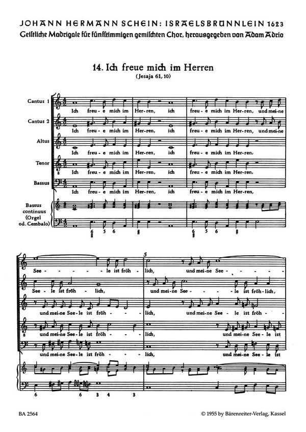 Ich freue mich im Herren&nbsp;&nbsp;für gem chor (SSATBB) a cappella&nbsp;&nbsp;Partitur (dt)