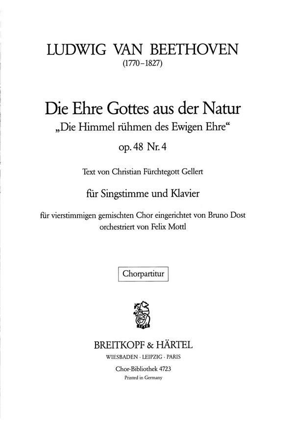 Die Himmel rühmen op.48,4&nbsp;&nbsp;für gem Chor und Orgel&nbsp;&nbsp;Chorpartitur (dt)
