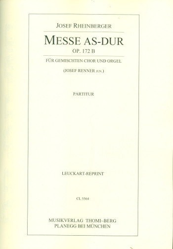 Messe As-Dur op.172b  für gem Chor und Orgel  Partitur (la)