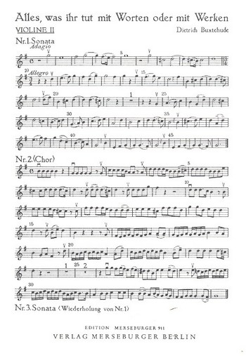 Alles was ihr tut für Soli (SB),  Chor und Streicher  Violine 2