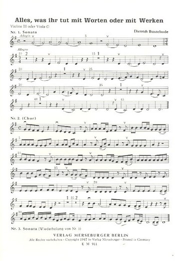 Alles was ihr tut für Soli (SB),  Chor und Streicher  Viola 1 (= Violine 3)