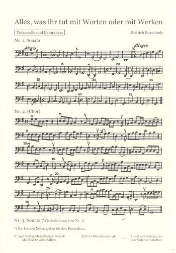 Alles was ihr tut für Soli (SB),  Chor und Streicher  Cello / Bass