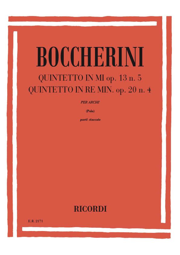 Quintetti op.13,5 e op.20,4&nbsp;&nbsp;per archi&nbsp;&nbsp;parti