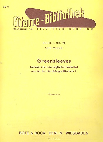 Greensleeves - Fantasie über ein englisches Volkslied  für Gitarre  