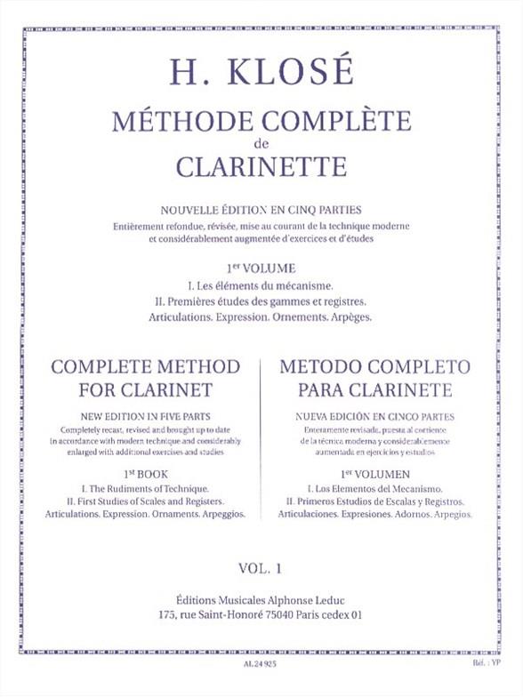 Méthode complète de clarinette  vol.1 (fr/en/sp)  