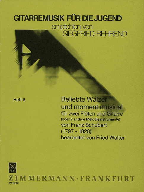 Beliebte Walzer und Moment musical  für 2 Flöten und Gitarre  Partitur und 2 Stimmen