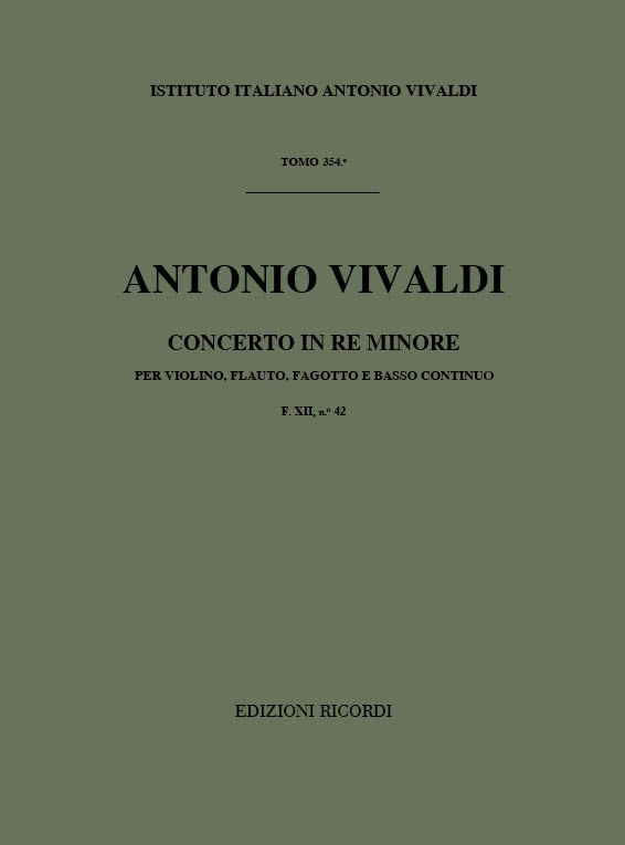 CONCERTO RE MINORE PER VIOLINO,&nbsp;&nbsp;FLAUTO, FAGOTTO E BASSO CONTINUO,&nbsp;&nbsp;R 96/F XII:42          PARTITURA