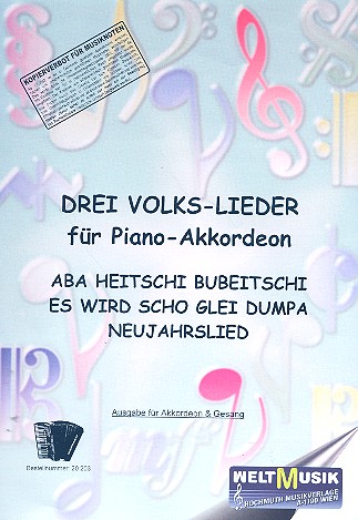 3 Volkslieder  für Piano-Akkordeon  