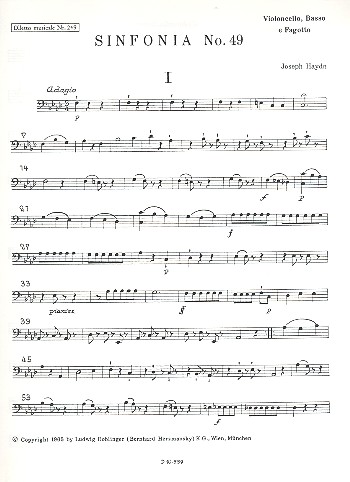 Sinfonie f-Moll Nr.49 Hob.I:49&nbsp;&nbsp;für Orchester&nbsp;&nbsp;Cello/Bass
