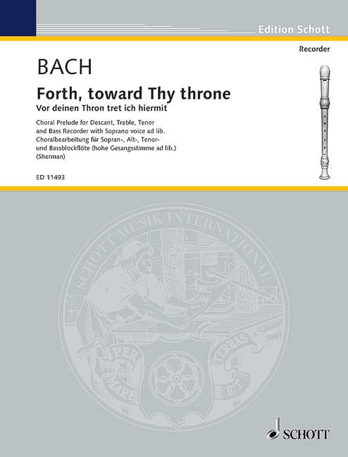 Vor deinem Thron Chorale Prelude no.668&nbsp;&nbsp;for 4 recorders (SATB)&nbsp;&nbsp;score and 4 parts