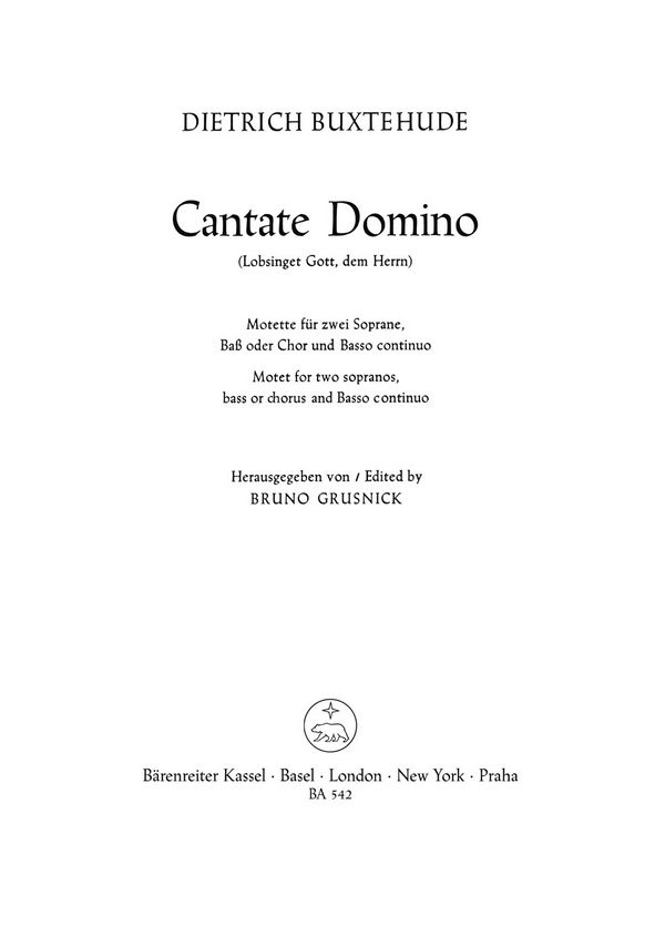 Cantate domino &nbsp;&nbsp;für 3 gemischte Stimmen und Bc&nbsp;&nbsp;
