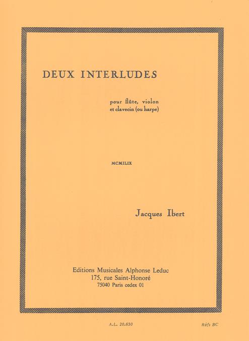 2 interludes pour flûte, violon  et clavecin (piano, harpe)  