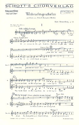 Weihnachtsgeschichte op. 54&nbsp;&nbsp;für gemischten Chor (SATB) mit Soli (STB) und Streichorchester, Flöte &nbsp;&nbsp;Chorpartitur - mit Soli
