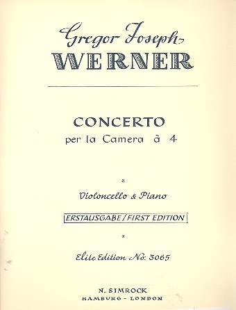 Concerto per la camera a 4  für Violoncello und Streichquartett  Klavierauszug mit Solostimme