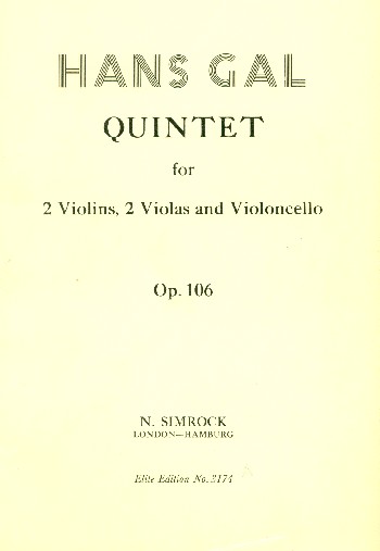 Quintett&nbsp;&nbsp;für 2 Violinen, 2 Violen und Violoncello&nbsp;&nbsp;Studienpartitur
