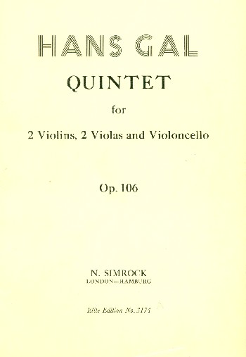 Quintett  für 2 Violinen, 2 Violen und Violoncello  Studienpartitur
