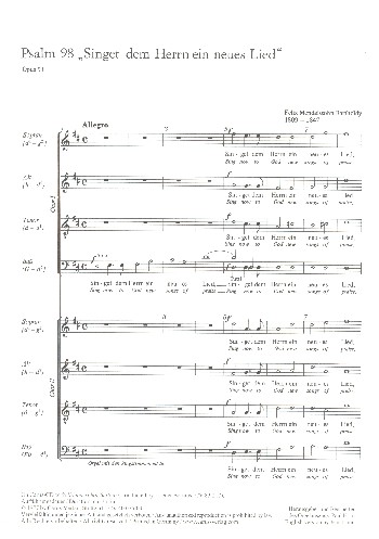 Der 98. Psalm op.91 für Soli,&nbsp;&nbsp;Doppelchor und Orchester&nbsp;&nbsp;Klavierauszug
