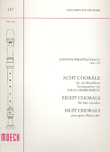 8 Choräle  für 4 Blockflöten  Spielpartitur