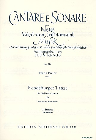 Rendsburger Tänze op.42&nbsp;&nbsp;4 Blockflöten (SATB)&nbsp;&nbsp;Altblockflöte