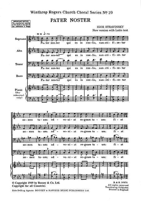 Pater noster&nbsp;&nbsp;für gem Chor und Klavier&nbsp;&nbsp;Partitur (la)
