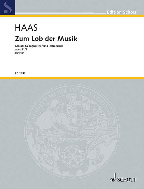 Zum Lob der Musik op. 81/1&nbsp;&nbsp;für 1-3stimmigen Jugendchor mit Begleitung eines Streichorchesters und&nbsp;&nbsp;Partitur - (= Orgel- bzw. Klavierstimme)