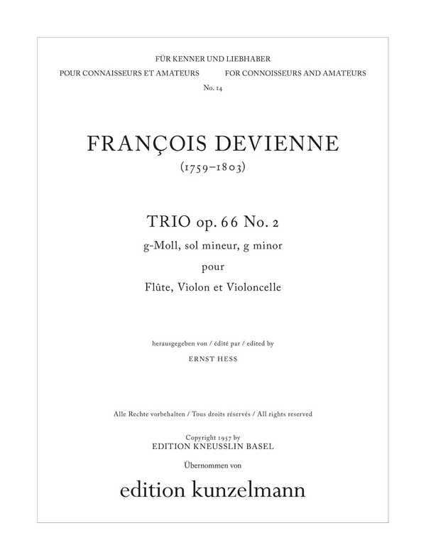 Trio sol mineur op.66,2  Pour flûte, violon et violoncelle  Stimmen