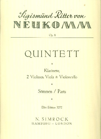 Quintett op.8&nbsp;&nbsp;für Klarinette und Streichquartett&nbsp;&nbsp;Partitur und Stimmen