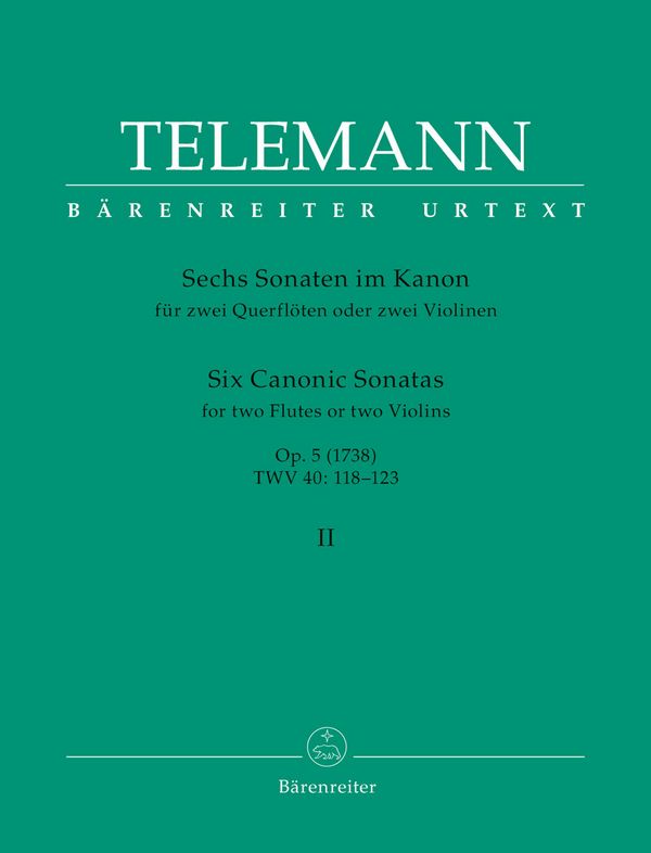 6 Sonaten im Kanon op.5 Band 2 (Nr.4-6)   für 2 Flöten  Partitur