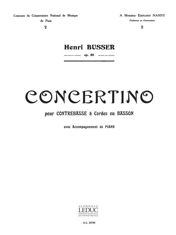 Concertino op.80  pour contrebasse et piano  