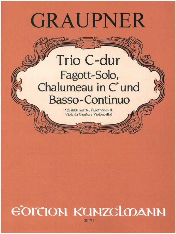 Trio in C-Dur  für Fagott solo, Chalumeau in C und B.c.  Partitur und Stimmen