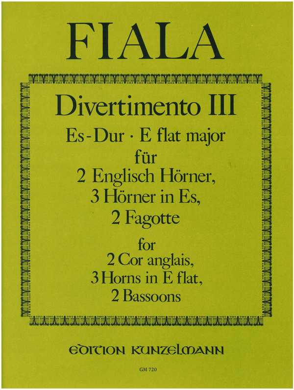 Divertimento Nr. 3 Es-Dur  für Hörner und Fagotte  Partitur