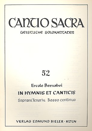 In hymnis et canticis fü Sopran  (Tenor) und Bc  
