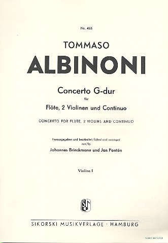 Konzert G-Dur für Flöte und&nbsp;&nbsp;Streicher&nbsp;&nbsp;Violine 1