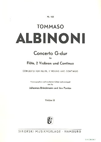 Konzert G-Dur für Flöte und&nbsp;&nbsp;Streicher&nbsp;&nbsp;Violine 2