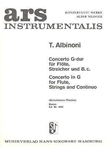 Konzert G-Dur für Flöte und&nbsp;&nbsp;Streicher&nbsp;&nbsp;Cello/Bass