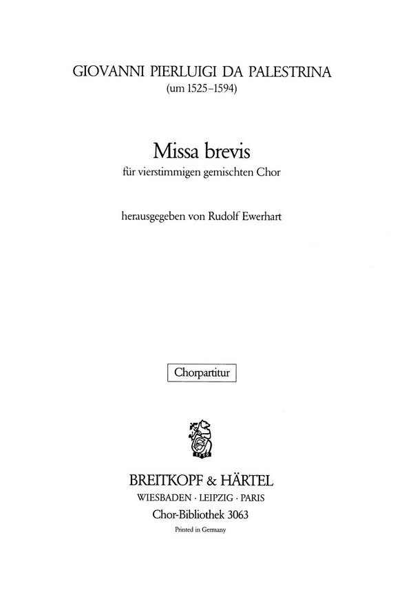Missa brevis  für gem Chor a cappella  Singpartitur