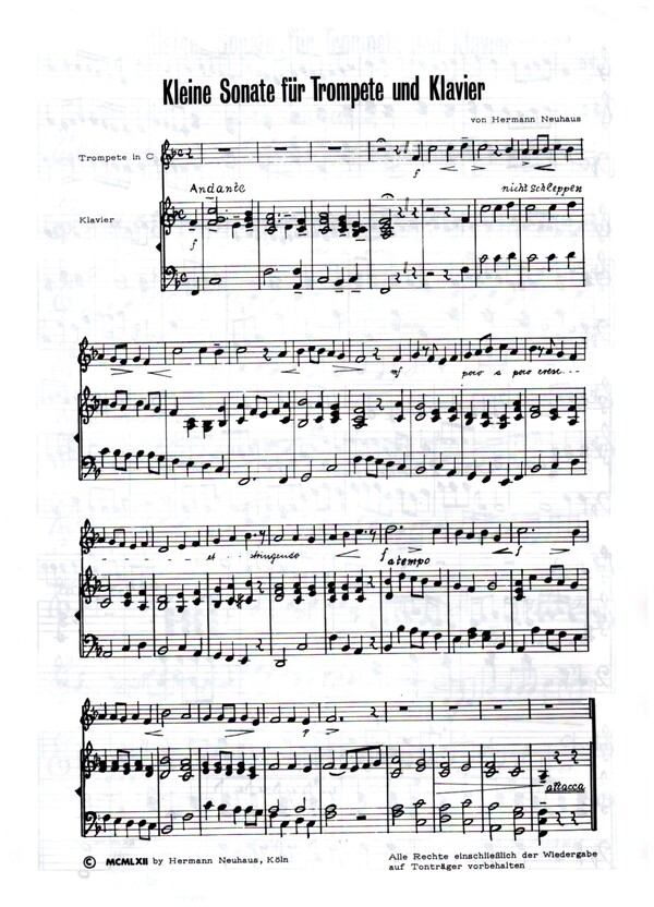 Kleine Sonate für Trompete und  Klavier  