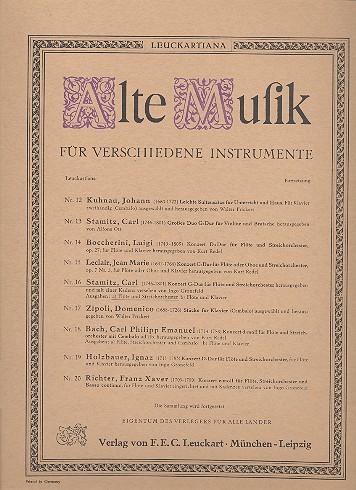 Konzert G-Dur  für Flöte und Streichorchester  Partitur