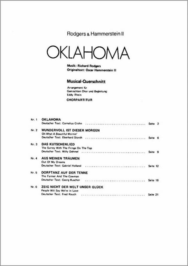 Oklahoma Musicalquerschnitt&nbsp;&nbsp;für gem Chor und Klavier&nbsp;&nbsp;Partitur (dt/en)