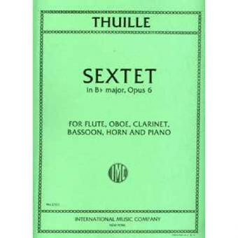 Sextet in Bb major op.6  for flute, oboe, clarinet,, bassoon, horn and piano  score and parts