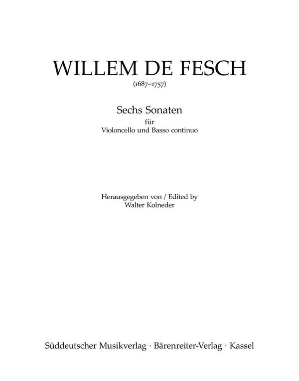 6 Sonaten op.13  für Violoncello und Bc  