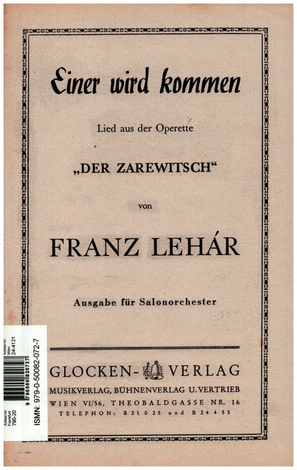 Einer wird kommen&nbsp;&nbsp;für Salonorchester&nbsp;&nbsp;Direktion und Stimmen